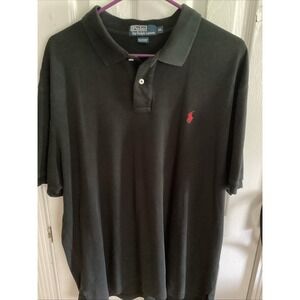 Ralph Lauren Polo Shirt Mens XL Black 100% Cotton Short Sleeve Red Logo